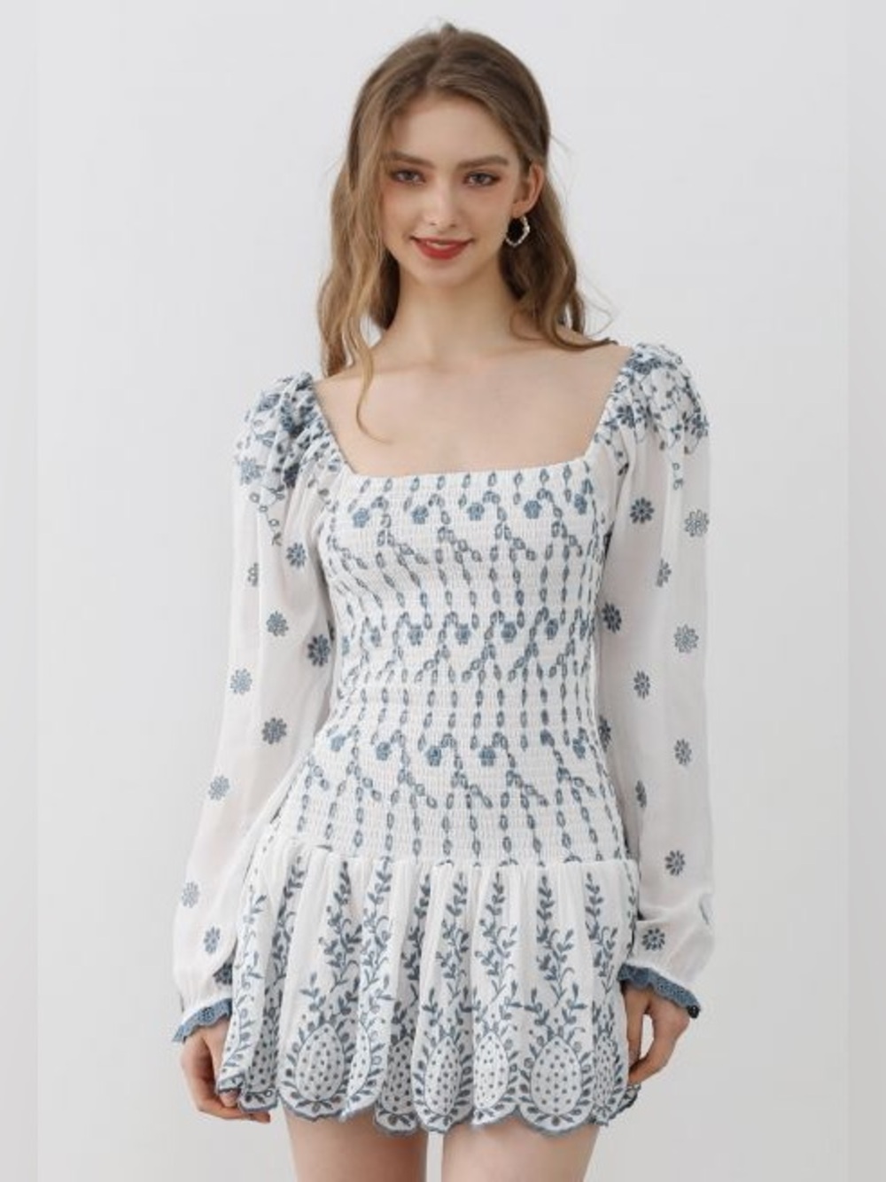 For Love Bell Blue & White mini dress